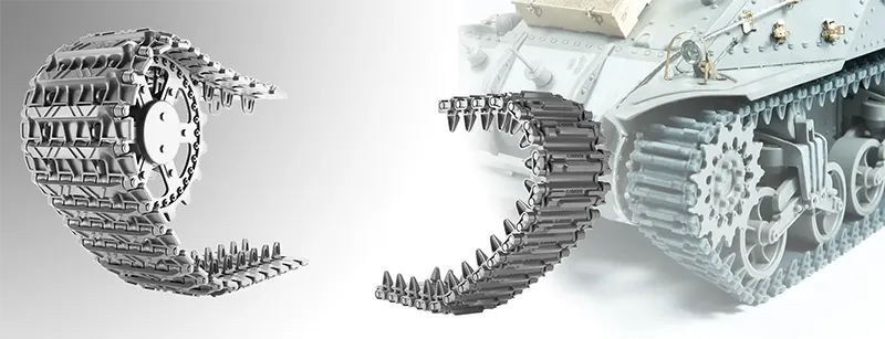 Highly detailed 1/35 scale 3D printed workable tracks and resin accessories for scale modelers